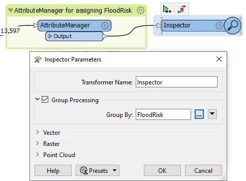 Inspector with Group By on FloodRisk